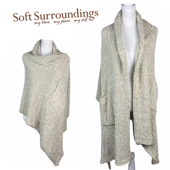 Soft Surroundings Soft Cream Cape Shawl Chenille 80 cm - Picture 1 of 12